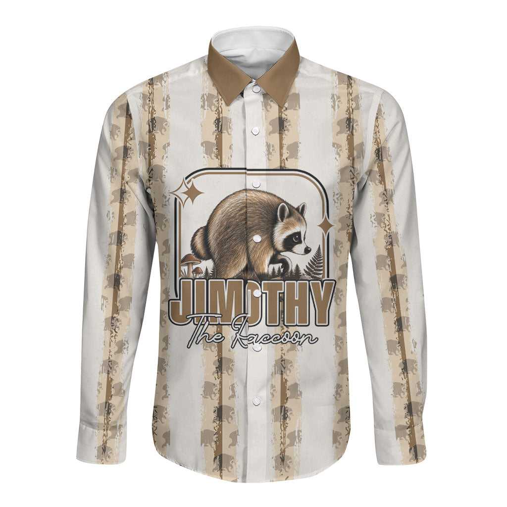 Jimothy The Raccoon Long Sleeve Button Shirt Seattle Trash Panda Lover