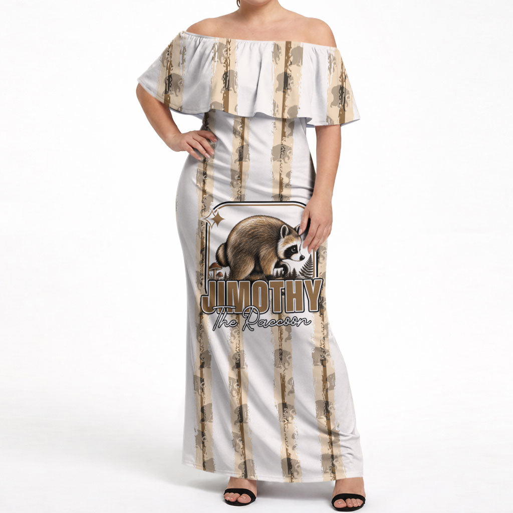 Jimothy The Raccoon Off Shoulder Maxi Dress Seattle Trash Panda Lover