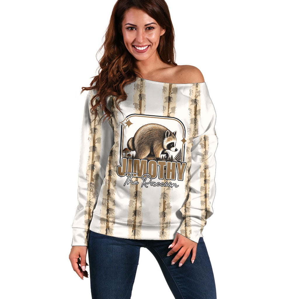 Jimothy The Raccoon Off Shoulder Sweater Seattle Trash Panda Lover