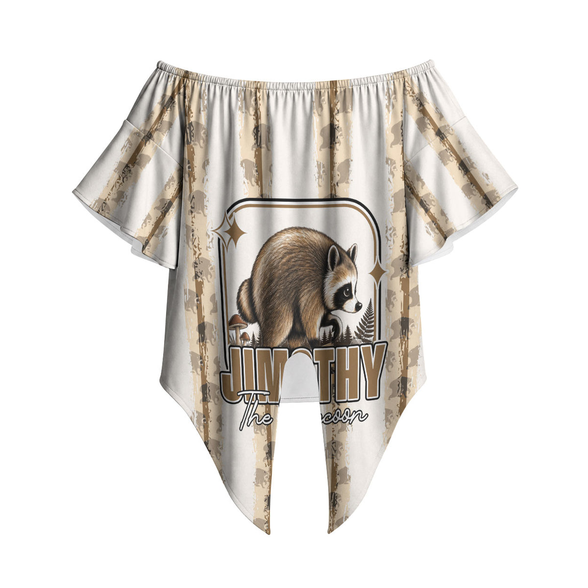 Jimothy The Raccoon Off Shoulder Wrap Waist Top Seattle Trash Panda Lover