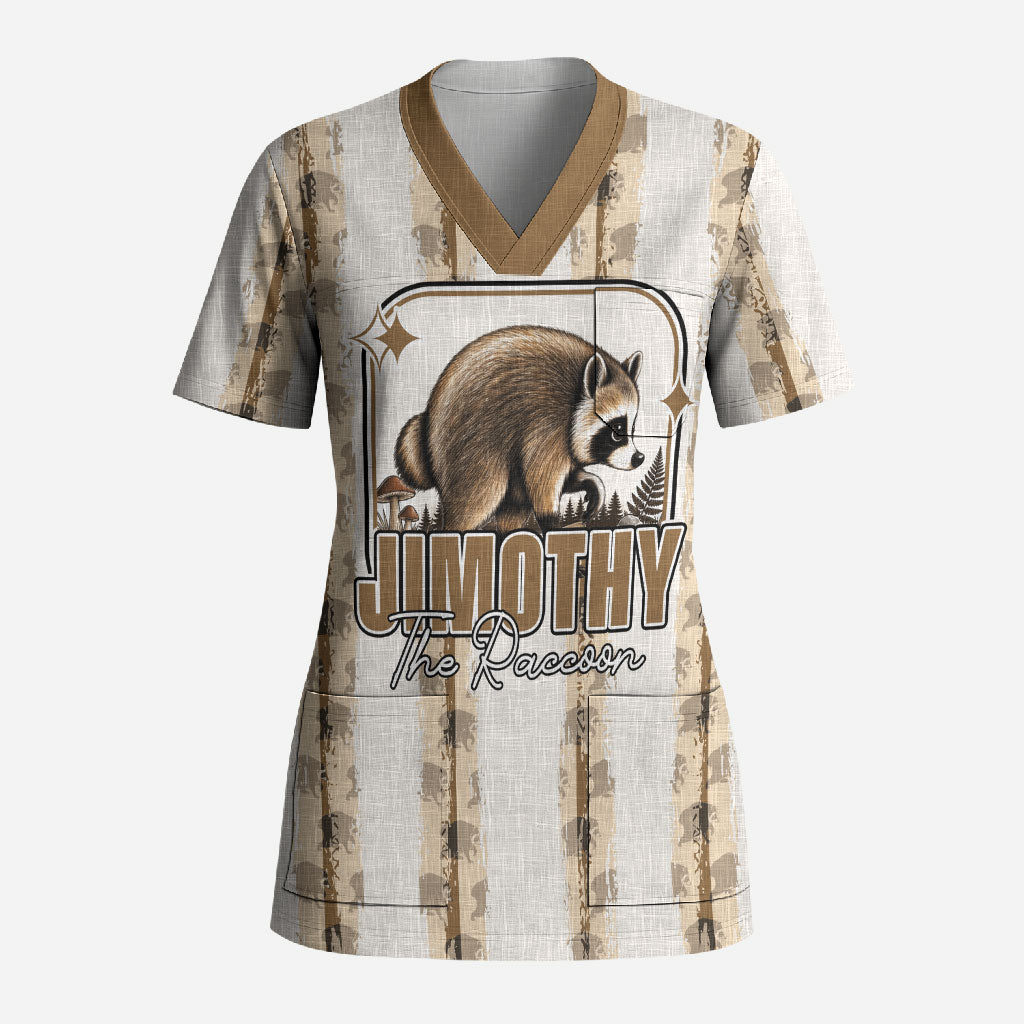 Jimothy The Raccoon Scrub Top Seattle Trash Panda Lover