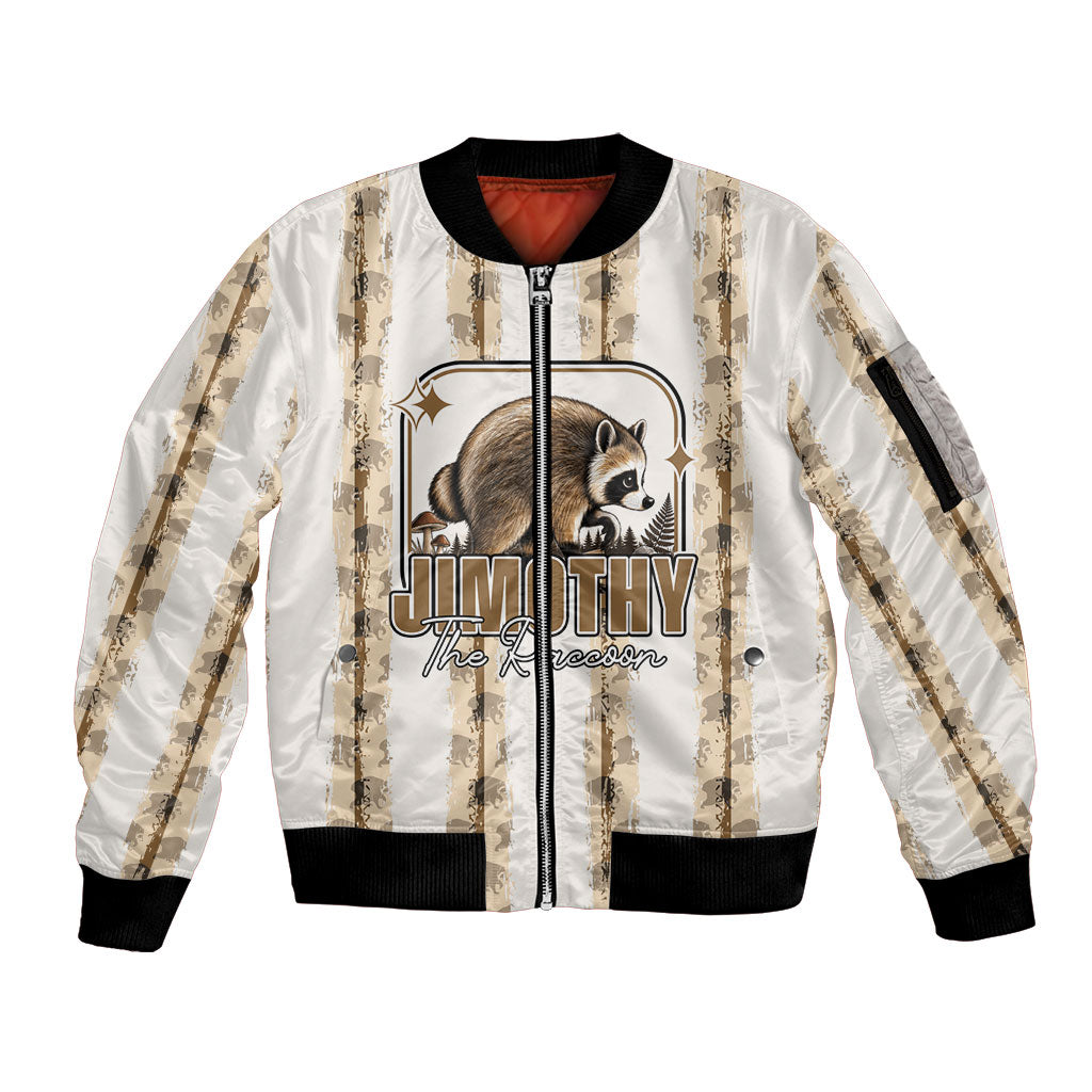 Jimothy The Raccoon Sleeve Zip Bomber Jacket Seattle Trash Panda Lover