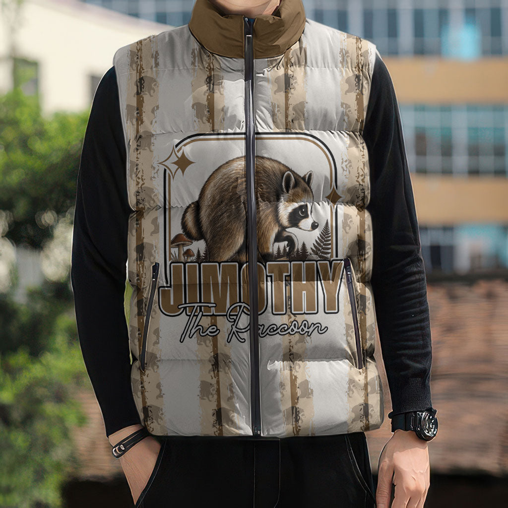 Jimothy The Raccoon Sleeveless Puffer Jacket Seattle Trash Panda Lover