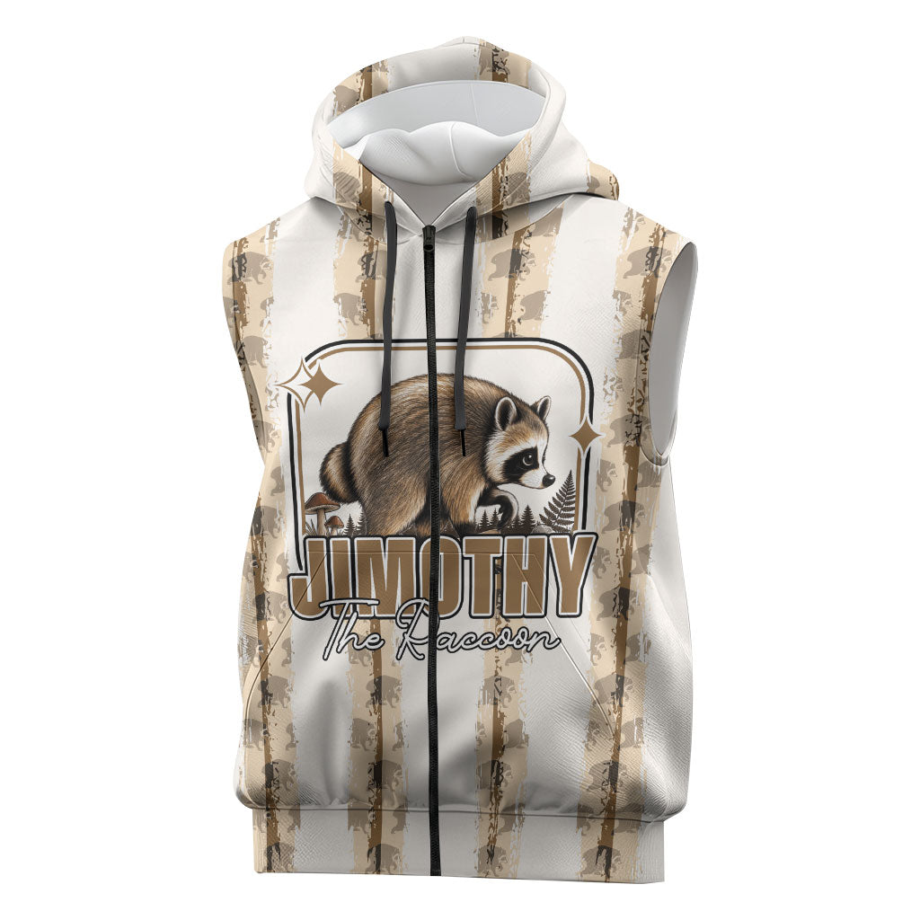 Jimothy The Raccoon Sleeveless Zip Hoodie Seattle Trash Panda Lover