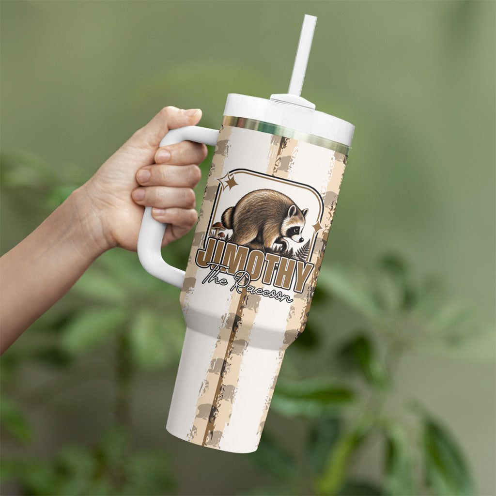 Jimothy The Raccoon Tumbler With Handle Seattle Trash Panda Lover