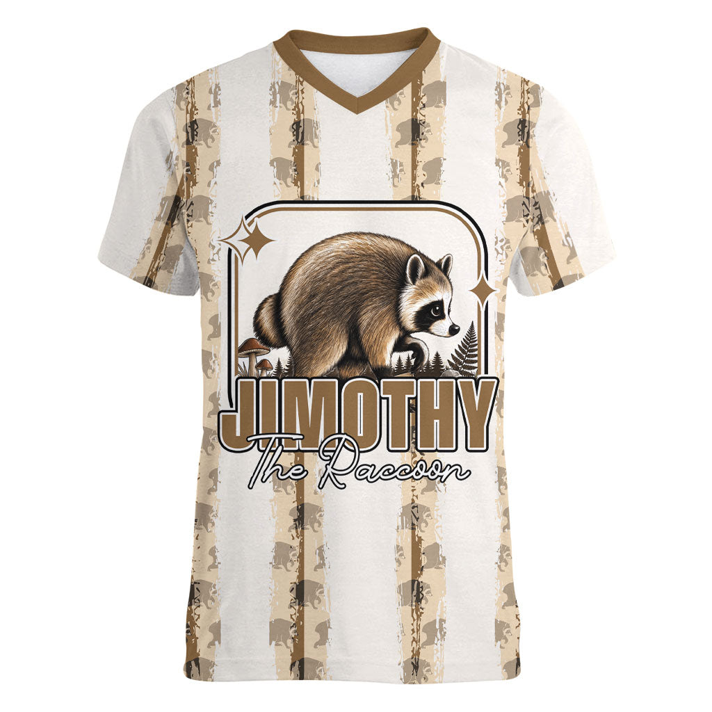Jimothy The Raccoon Women V-Neck T-Shirt Seattle Trash Panda Lover