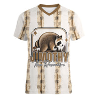 Jimothy The Raccoon Women V-Neck T-Shirt Seattle Trash Panda Lover