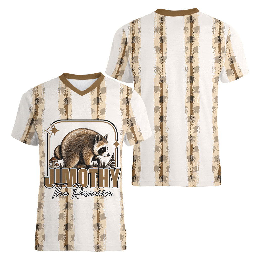Jimothy The Raccoon Women V-Neck T-Shirt Seattle Trash Panda Lover