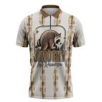 Jimothy The Raccoon Zipper Polo Shirt Seattle Trash Panda Lover
