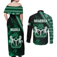 Nigeria Yoruba Festival Couples Matching Off Shoulder Maxi Dress and Long Sleeve Button Shirt Eko Spirit Eyo Masquerade LT05 - Wonder Print Shop