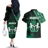 Nigeria Yoruba Festival Couples Matching Off The Shoulder Long Sleeve Dress and Hawaiian Shirt Eko Spirit Eyo Masquerade LT05 - Wonder Print Shop