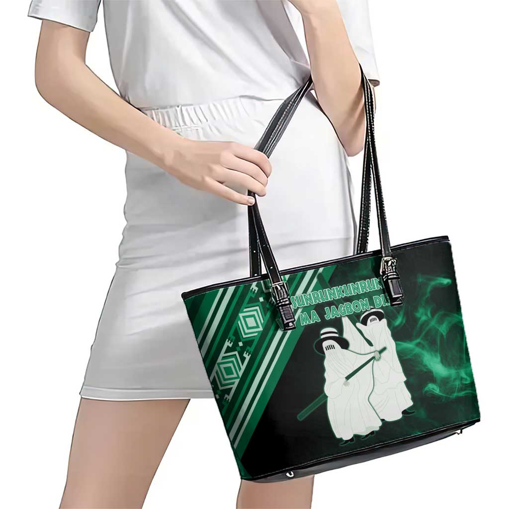 Nigeria Yoruba Festival Leather Tote Bag Eko Spirit Eyo Masquerade LT05 - Wonder Print Shop