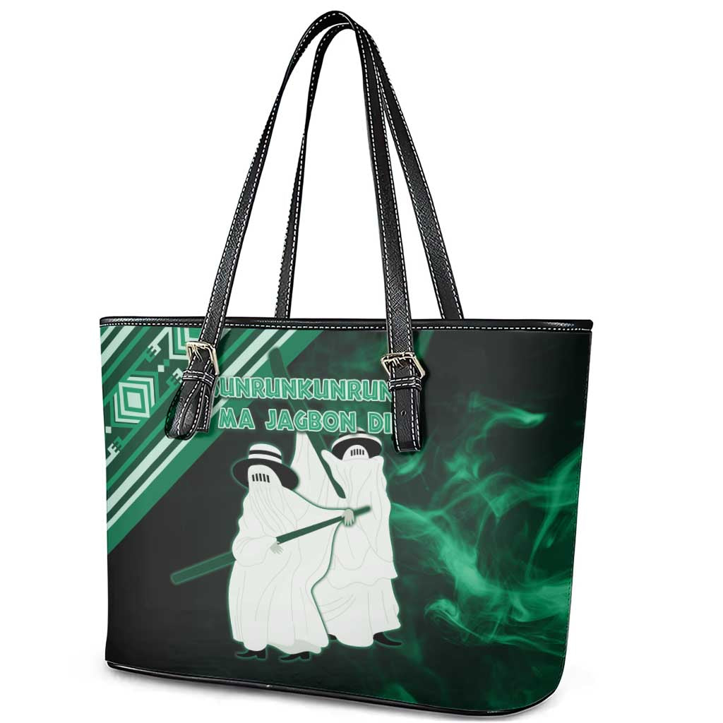 Nigeria Yoruba Festival Leather Tote Bag Eko Spirit Eyo Masquerade LT05 - Wonder Print Shop