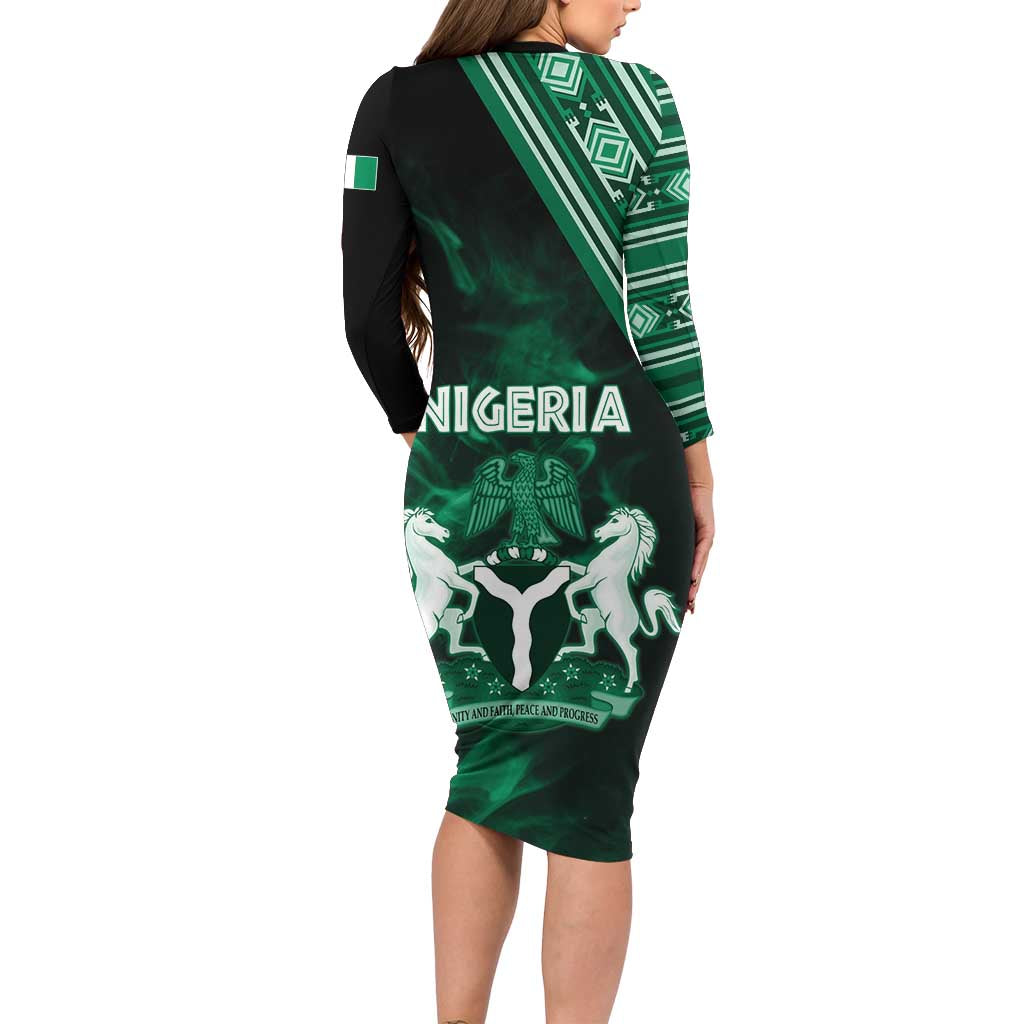 Nigeria Yoruba Festival Long Sleeve Bodycon Dress Eko Spirit Eyo Masquerade LT05 - Wonder Print Shop