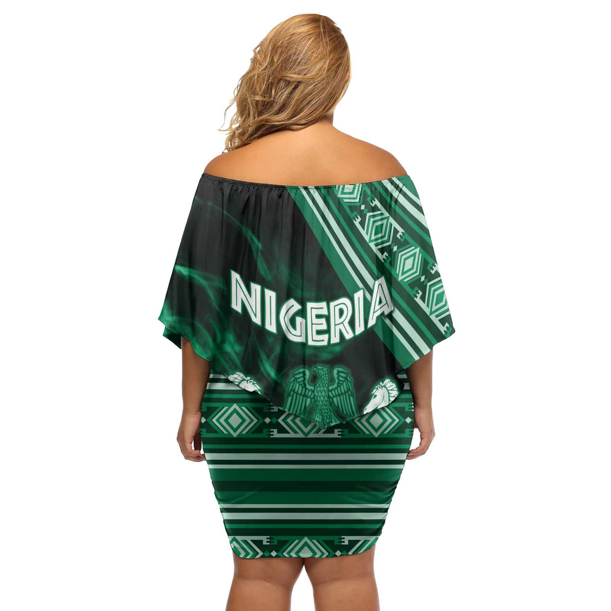 Nigeria Yoruba Festival Off Shoulder Short Dress Eko Spirit Eyo Masquerade LT05 - Wonder Print Shop