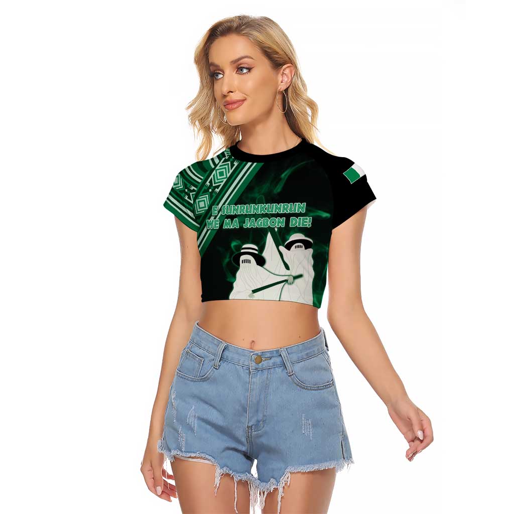 Nigeria Yoruba Festival Raglan Cropped T Shirt Eko Spirit Eyo Masquerade LT05 - Wonder Print Shop