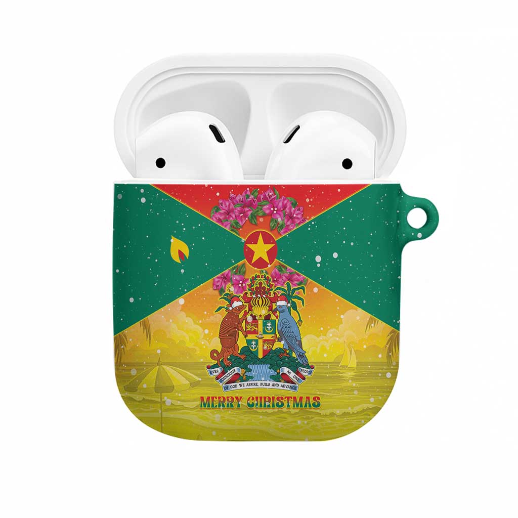 Grenada Christmas AirPods Case Coat Of Arms Bougainvillea Wreath - Wonder Print Shop