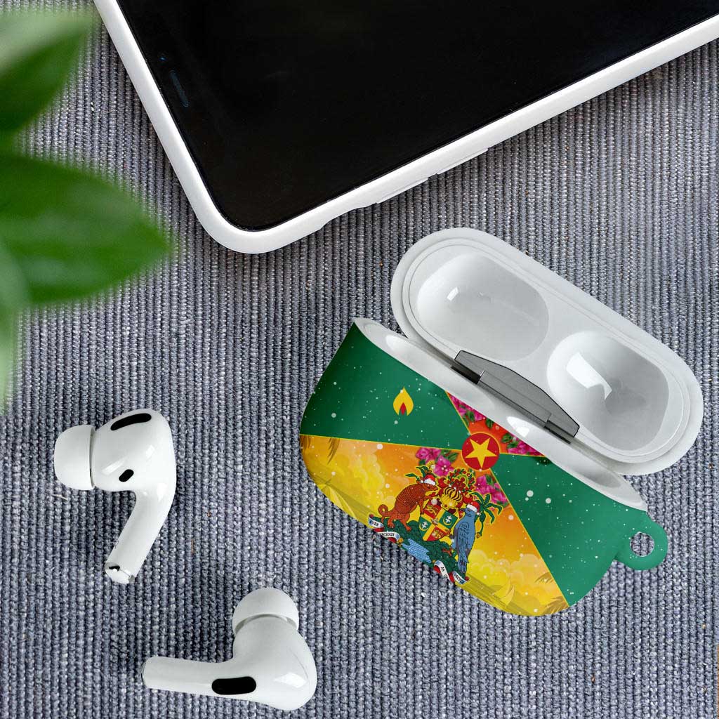 Grenada Christmas AirPods Case Coat Of Arms Bougainvillea Wreath - Wonder Print Shop