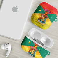 Grenada Christmas AirPods Case Coat Of Arms Bougainvillea Wreath - Wonder Print Shop
