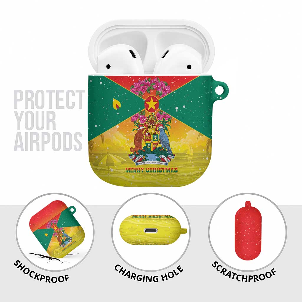 Grenada Christmas AirPods Case Coat Of Arms Bougainvillea Wreath - Wonder Print Shop
