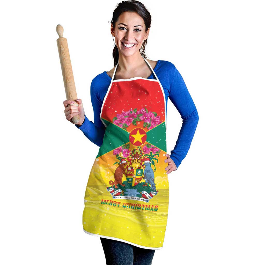 Grenada Christmas Apron Coat Of Arms Bougainvillea Wreath - Wonder Print Shop