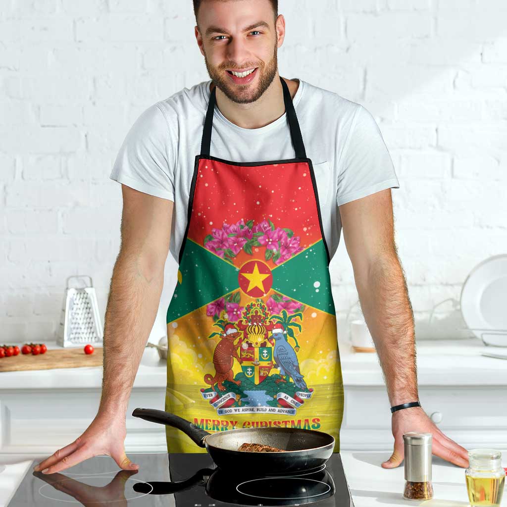 Grenada Christmas Apron Coat Of Arms Bougainvillea Wreath - Wonder Print Shop