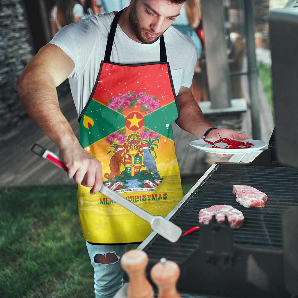 Grenada Christmas Apron Coat Of Arms Bougainvillea Wreath - Wonder Print Shop