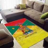 Grenada Christmas Area Rug Coat Of Arms Bougainvillea Wreath - Wonder Print Shop