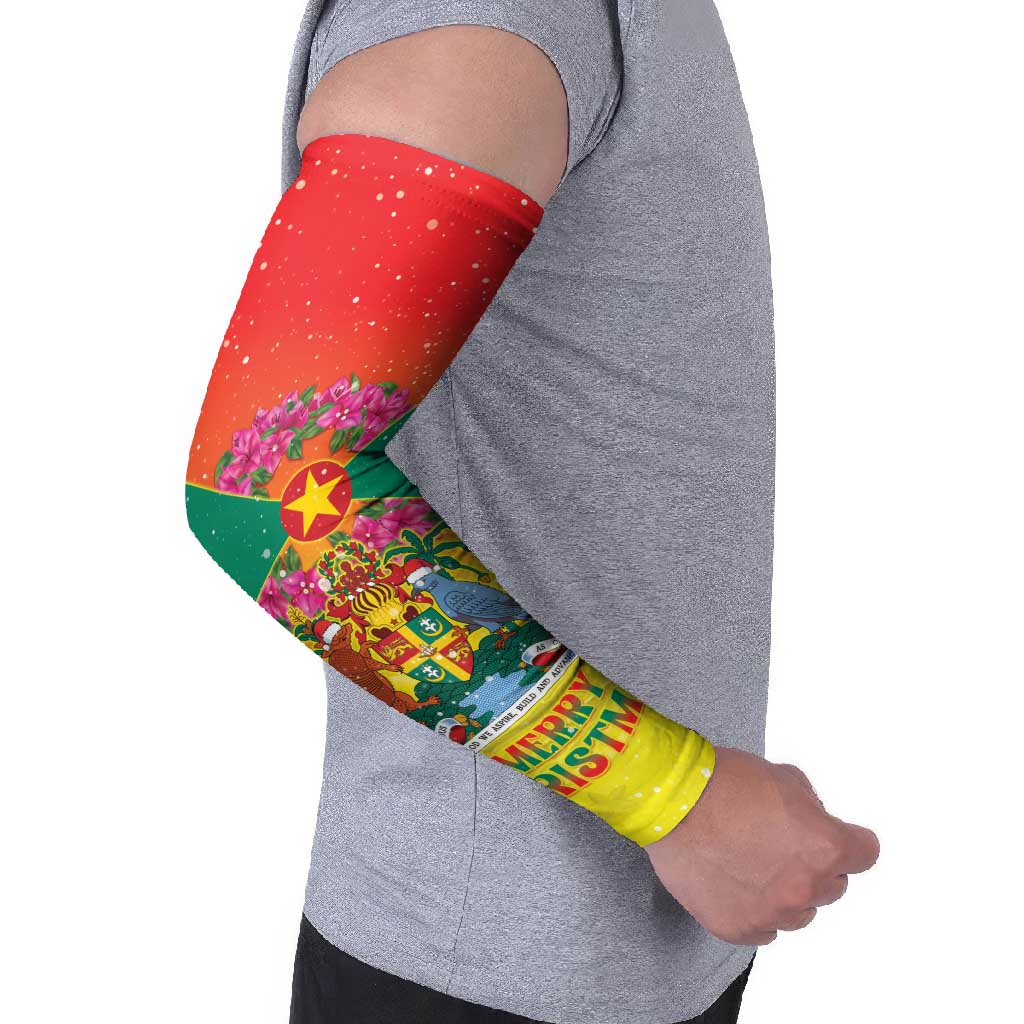 Personalized Grenada Christmas Arm Sleeves Coat Of Arms Bougainvillea Wreath - Wonder Print Shop