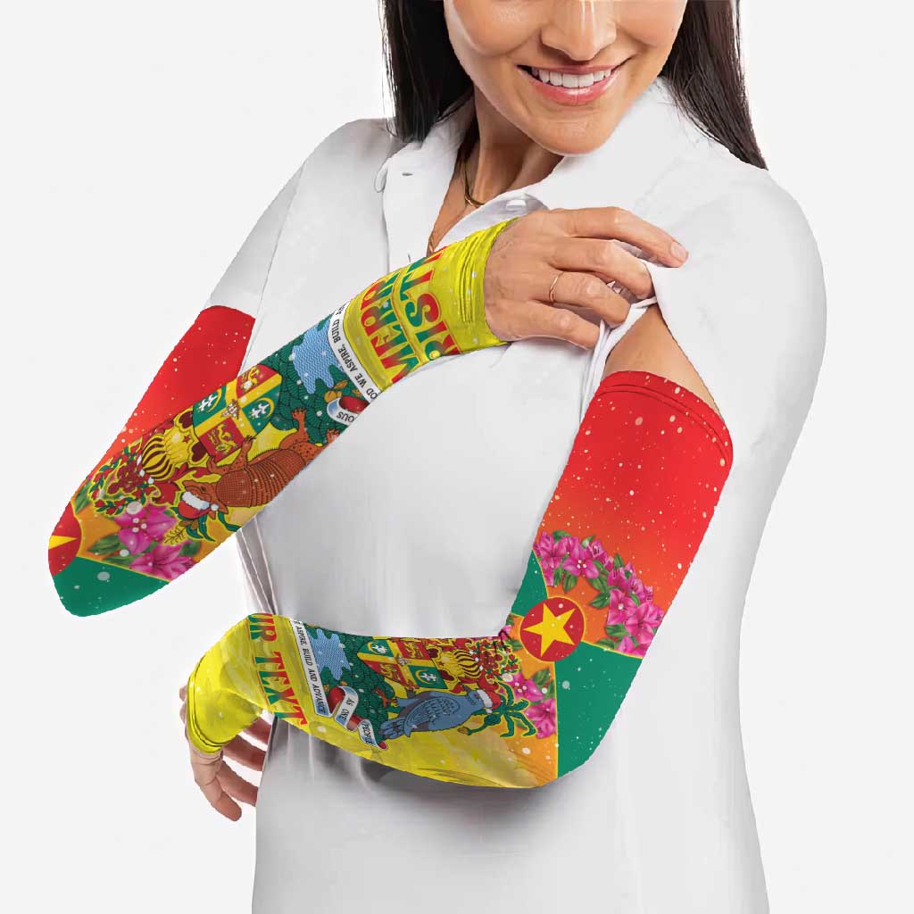 Personalized Grenada Christmas Arm Sleeves Coat Of Arms Bougainvillea Wreath - Wonder Print Shop