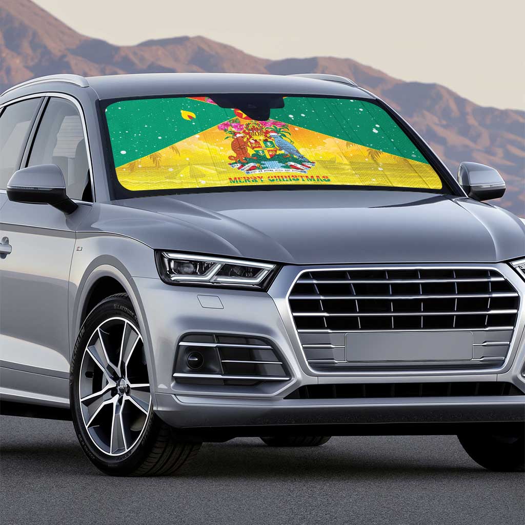 Grenada Christmas Auto Sun Shade Coat Of Arms Bougainvillea Wreath - Wonder Print Shop