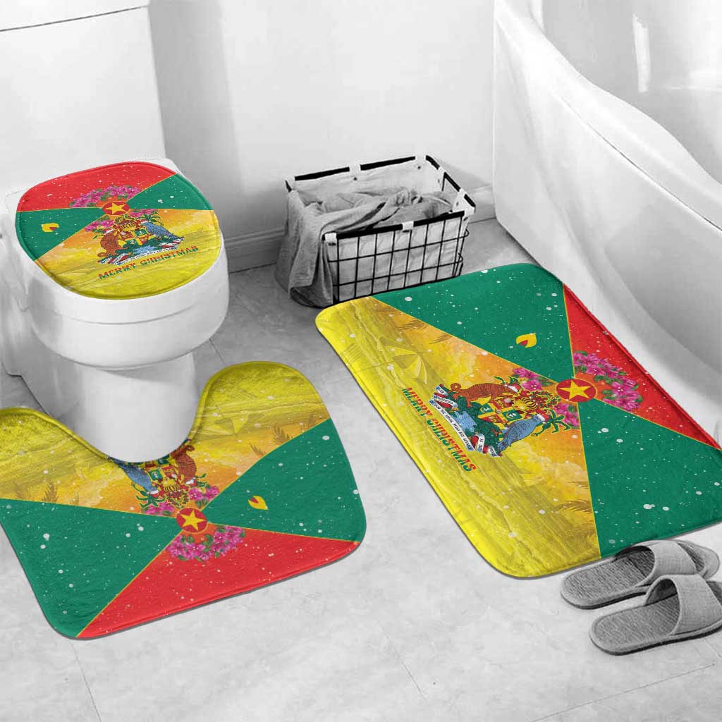 Grenada Christmas Bathroom Set Coat Of Arms Bougainvillea Wreath - Wonder Print Shop