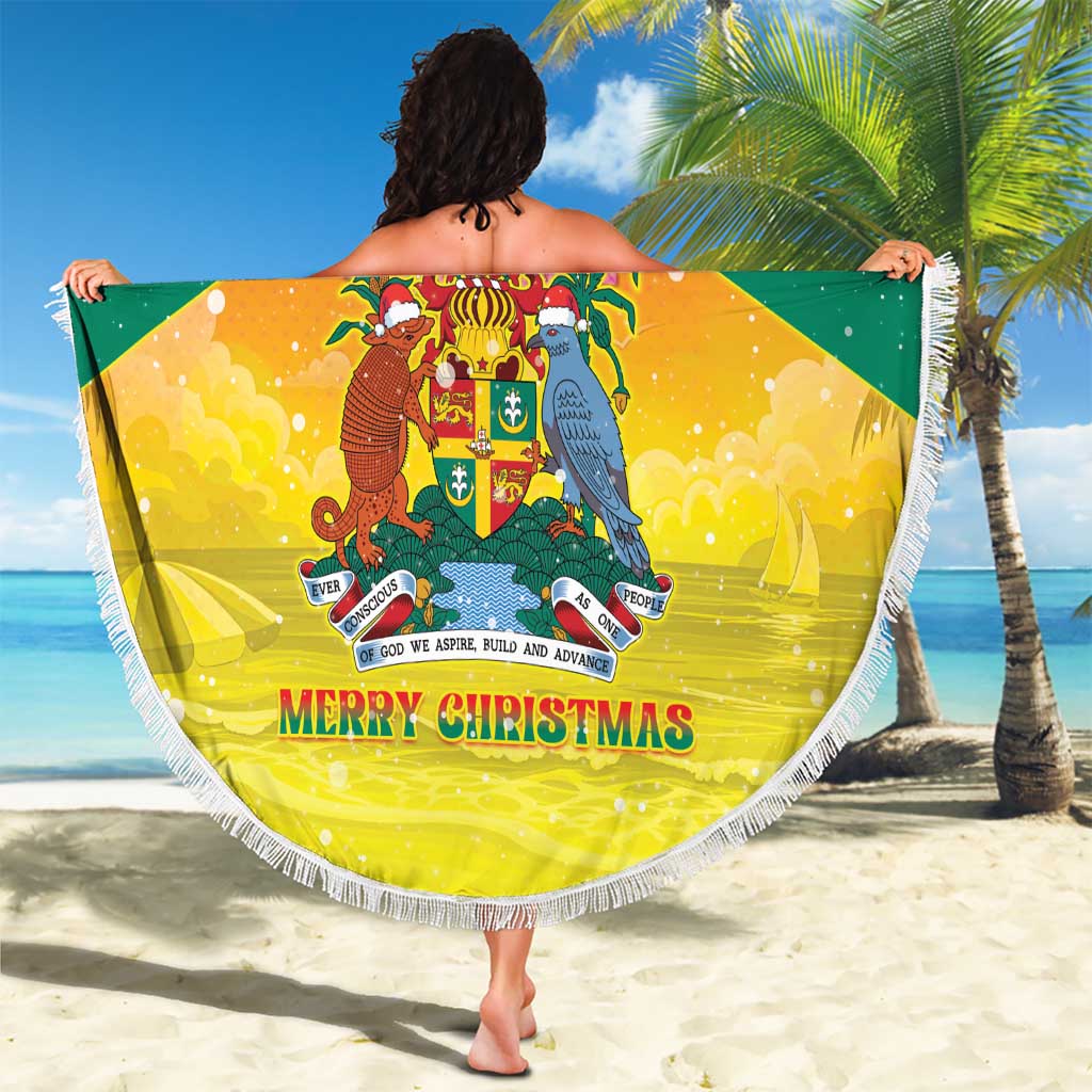 Grenada Christmas Beach Blanket Coat Of Arms Bougainvillea Wreath - Wonder Print Shop