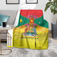 Grenada Christmas Blanket Coat Of Arms Bougainvillea Wreath - Wonder Print Shop