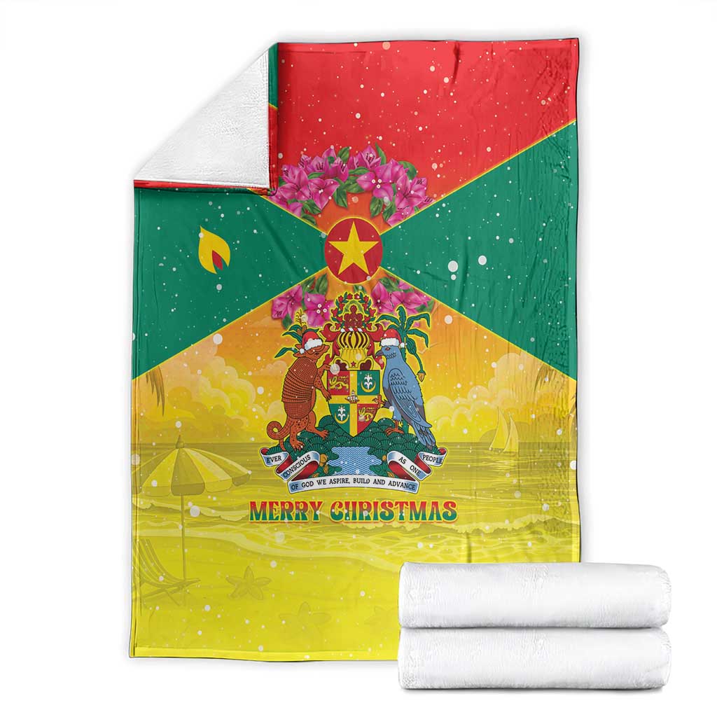 Grenada Christmas Blanket Coat Of Arms Bougainvillea Wreath - Wonder Print Shop
