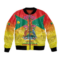 Personalized Grenada Christmas Bomber Jacket Coat Of Arms Bougainvillea Wreath - Wonder Print Shop