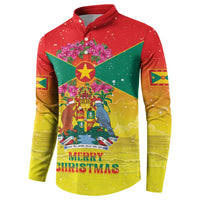 Personalized Grenada Christmas Button Sweatshirt Coat Of Arms Bougainvillea Wreath - Wonder Print Shop