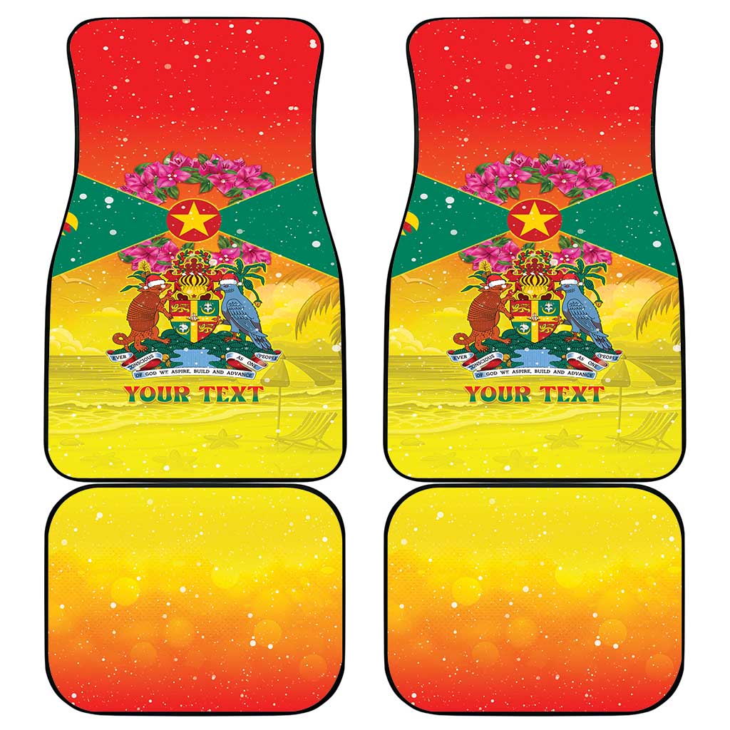 Personalized Grenada Christmas Car Mats Coat Of Arms Bougainvillea Wreath - Wonder Print Shop
