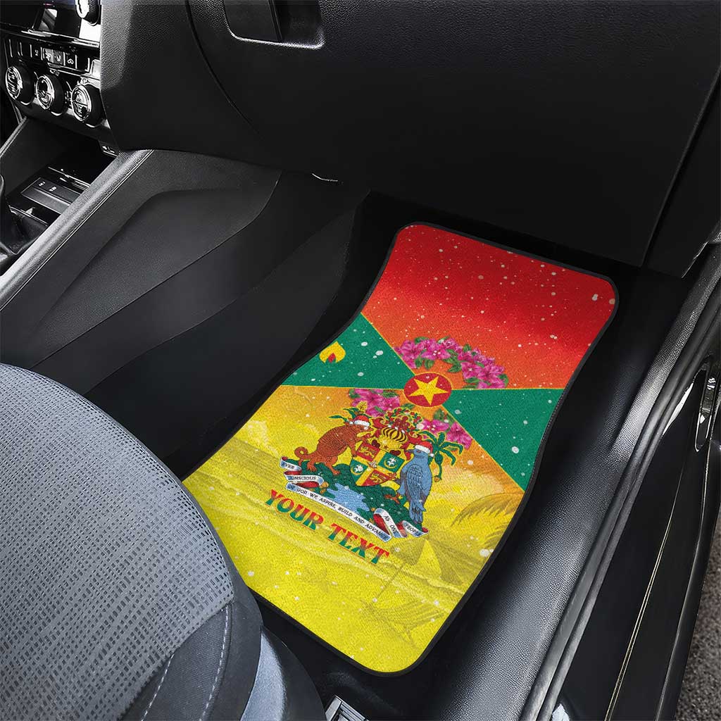 Personalized Grenada Christmas Car Mats Coat Of Arms Bougainvillea Wreath - Wonder Print Shop