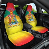 Grenada Christmas Car Seat Cover Coat Of Arms Bougainvillea Wreath - Wonder Print Shop