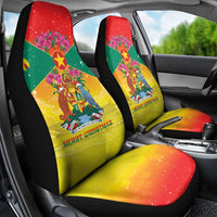 Grenada Christmas Car Seat Cover Coat Of Arms Bougainvillea Wreath - Wonder Print Shop