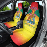 Grenada Christmas Car Seat Cover Coat Of Arms Bougainvillea Wreath - Wonder Print Shop