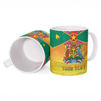 Personalized Grenada Christmas Ceramic Mug Coat Of Arms Bougainvillea Wreath - Wonder Print Shop