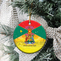 Personalized Grenada Christmas Ceramic Ornament Coat Of Arms Bougainvillea Wreath - Wonder Print Shop