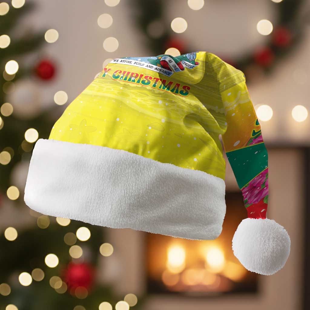 Personalized Grenada Christmas Santa Hat Coat Of Arms Bougainvillea Wreath - Wonder Print Shop