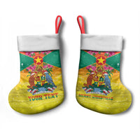 Personalized Grenada Christmas Stocking Coat Of Arms Bougainvillea Wreath - Wonder Print Shop