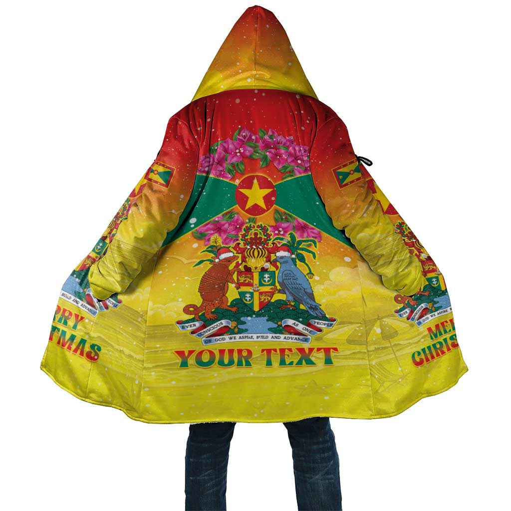 Personalized Grenada Christmas Cloak Coat Of Arms Bougainvillea Wreath - Wonder Print Shop