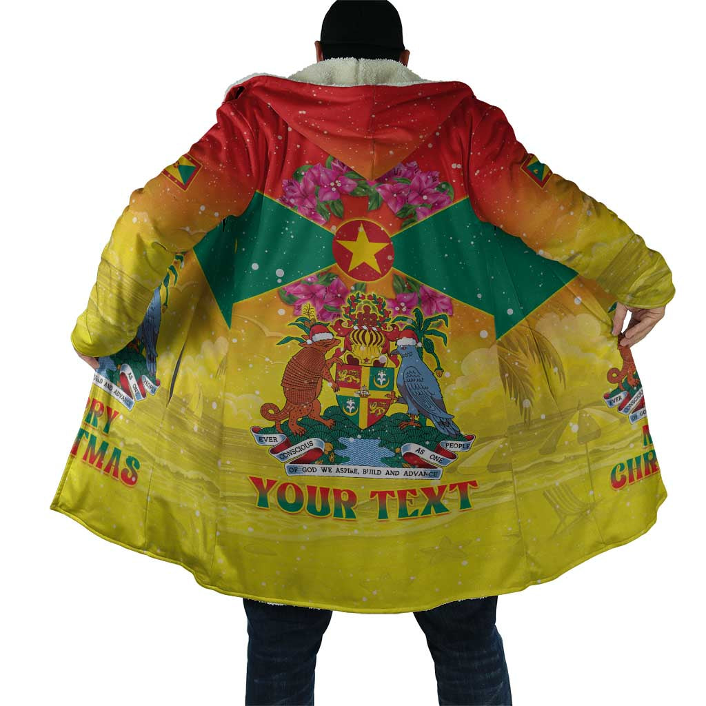 Personalized Grenada Christmas Cloak Coat Of Arms Bougainvillea Wreath - Wonder Print Shop