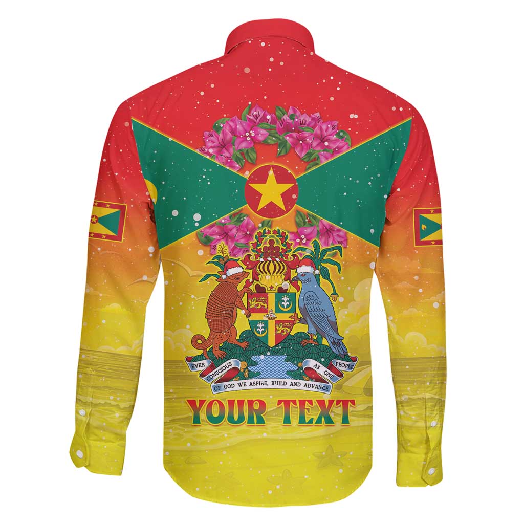 Personalized Grenada Christmas Family Matching Off Shoulder Maxi Dress and Hawaiian Shirt Coat Of Arms Bougainvillea Wreath - Wonder Print Shop