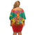 Personalized Grenada Christmas Family Matching Off Shoulder Short Dress and Hawaiian Shirt Coat Of Arms Bougainvillea Wreath - Wonder Print Shop